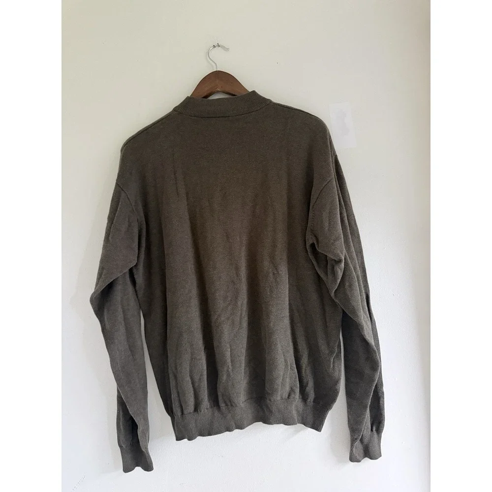 Massini Collection Men's Mock Neck Sweater Brown Cotton Size L Minimalist